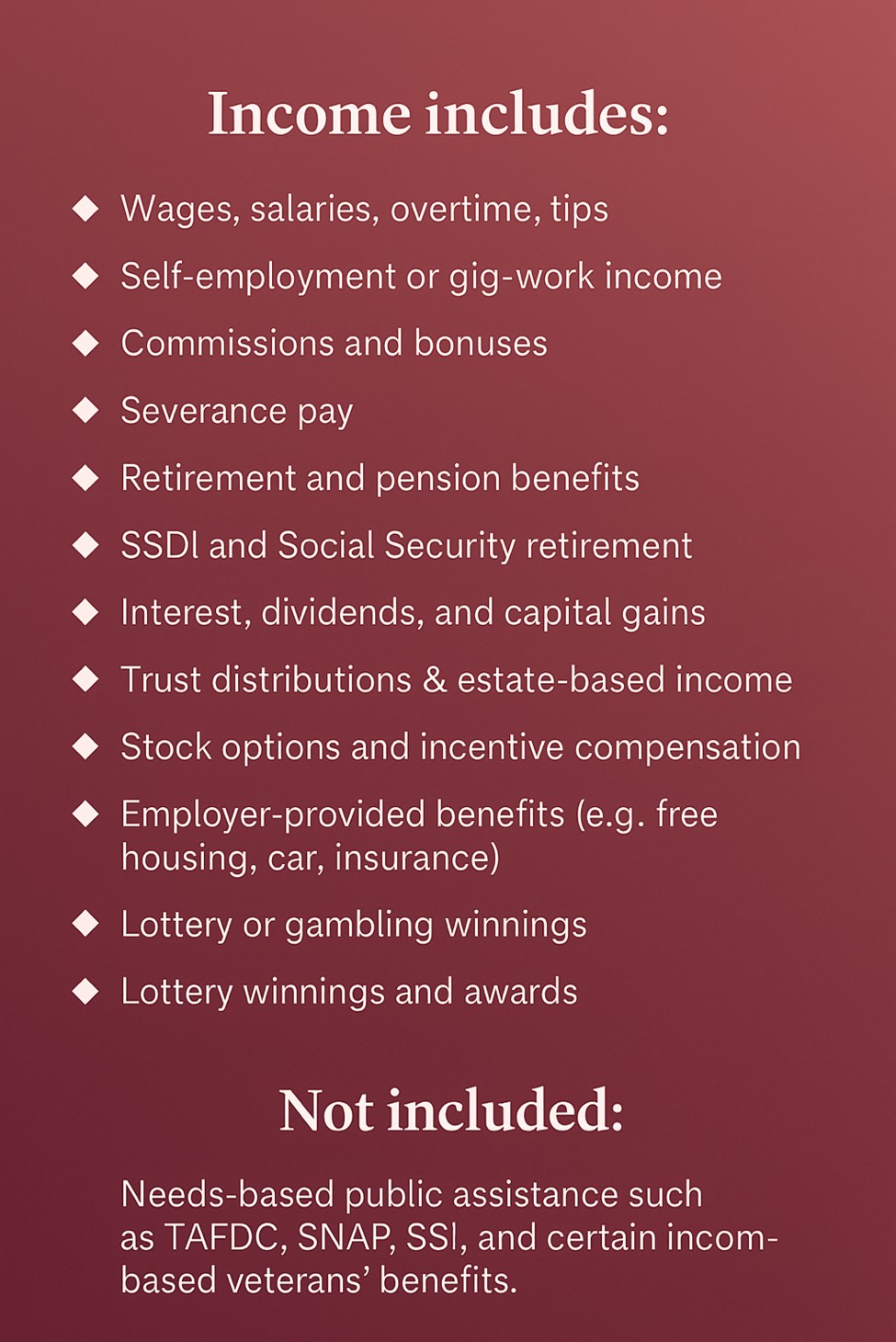income included in the child support assessment